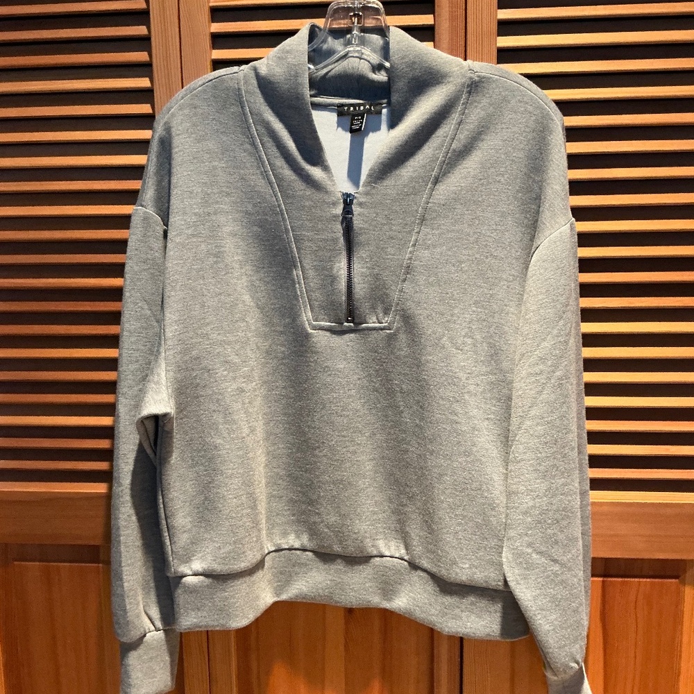TRIBAL zip pullover. NWOT.